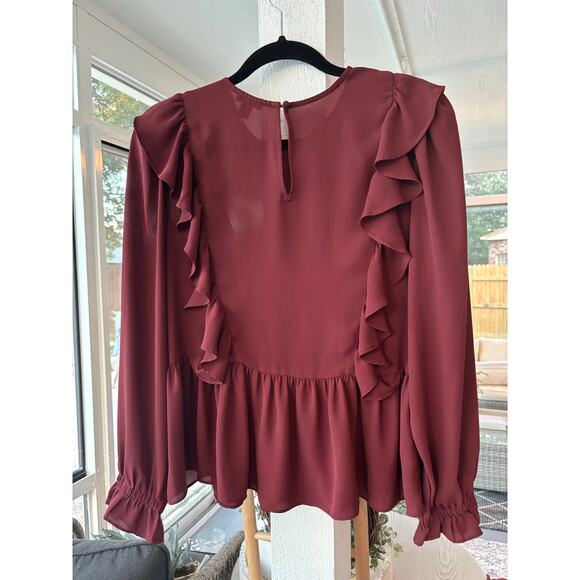 Bundle of Two Long Sleeve Ruffle Blouse Tops. Ann Taylor and MelloDay Size Small - Picture 7 of 7